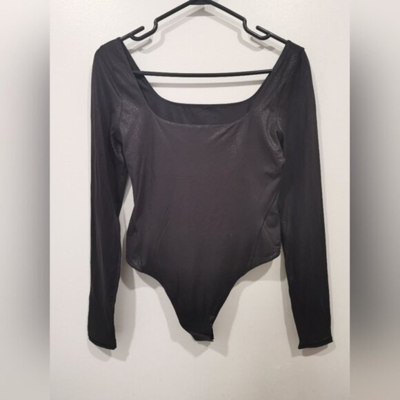 NWT Wundermost UltraSoft Nulu SquareNeck LongSleeve BodysuitShine Black M - Picture 8 of 13